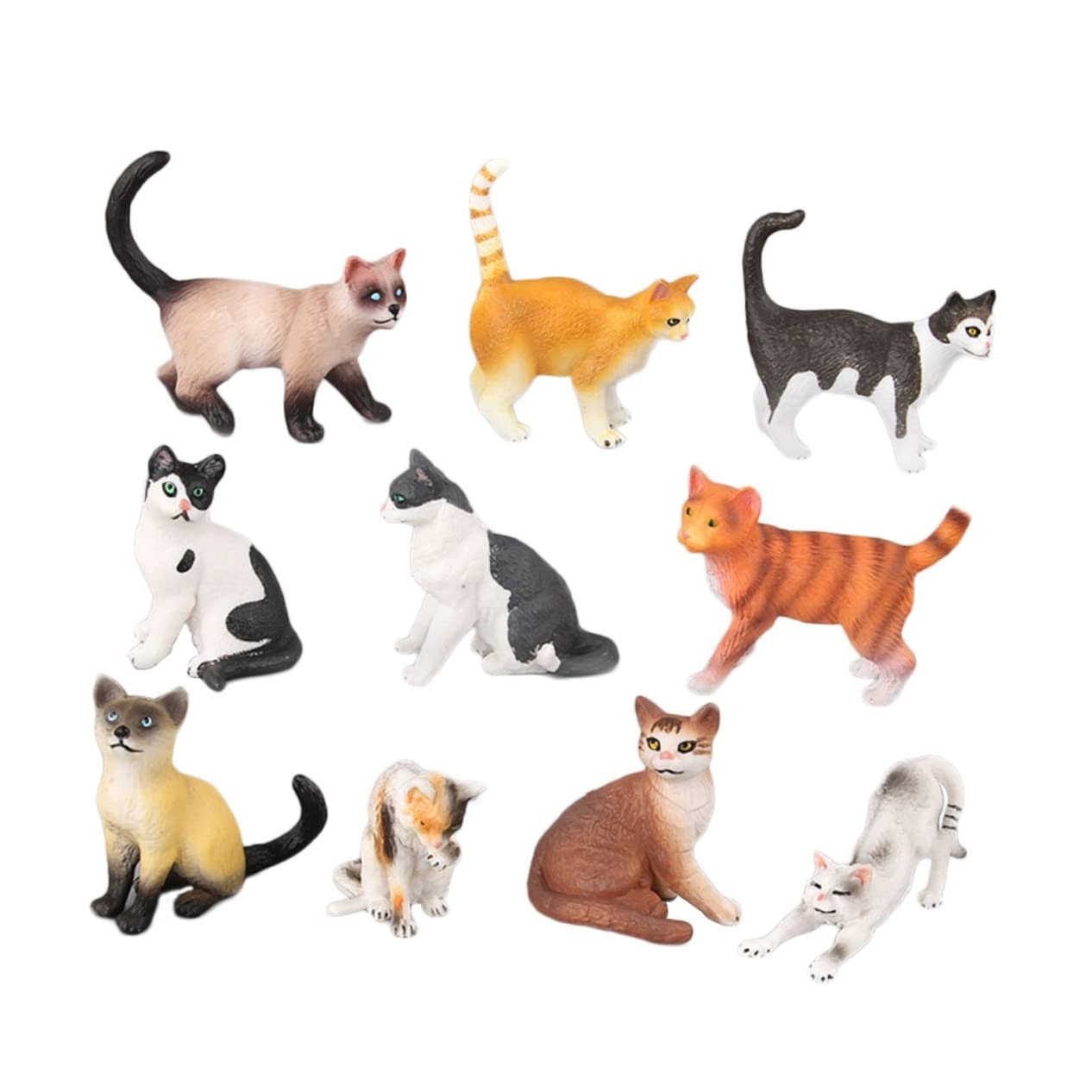 10pcs Cute Cat Model Toys for Kids - Kitten Cake Toppers, Animal Figures & Play Dolls for Children - Perfect for Birthday Cakes, Party Decorations & Pretend Play