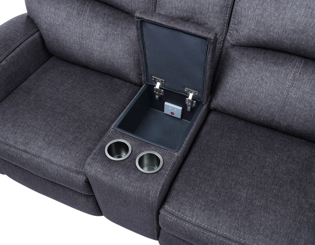 Landon Power Console Loveseat - Reclining Sofa with USB Charging & Cup Holders - Perfect for Living Room, Home Theater & Small Spaces