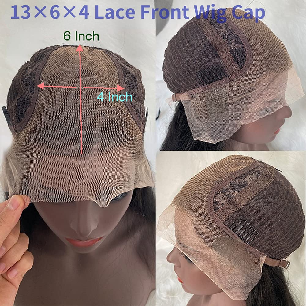 Dark Brown Brazilian Remy Human Hair Lace Front Wig - 16 Inches Water Wave Glueless 13×6×4 Lace Wig for Black Women | Pre Plucked Bleached Knots | 150% Density | Perfect for Daily Wear, Parties & Special Occasions