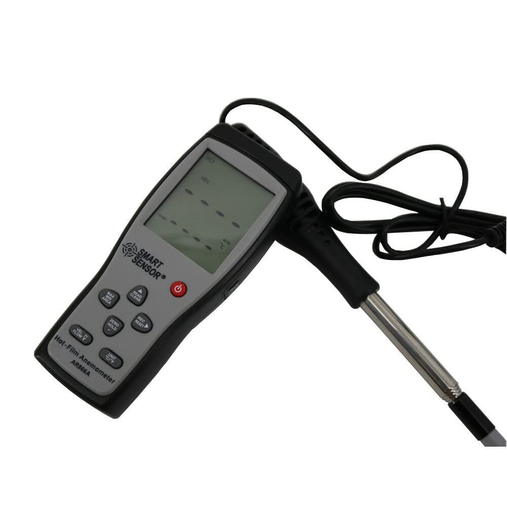 AR866A Hot Wire Thermo-Anemometer - Digital Air Flow Tester & Wind Speed Meter with Temperature Measurement (0.0-30M/S) - Perfect for HVAC, Industrial Ventilation, and Environmental Monitoring