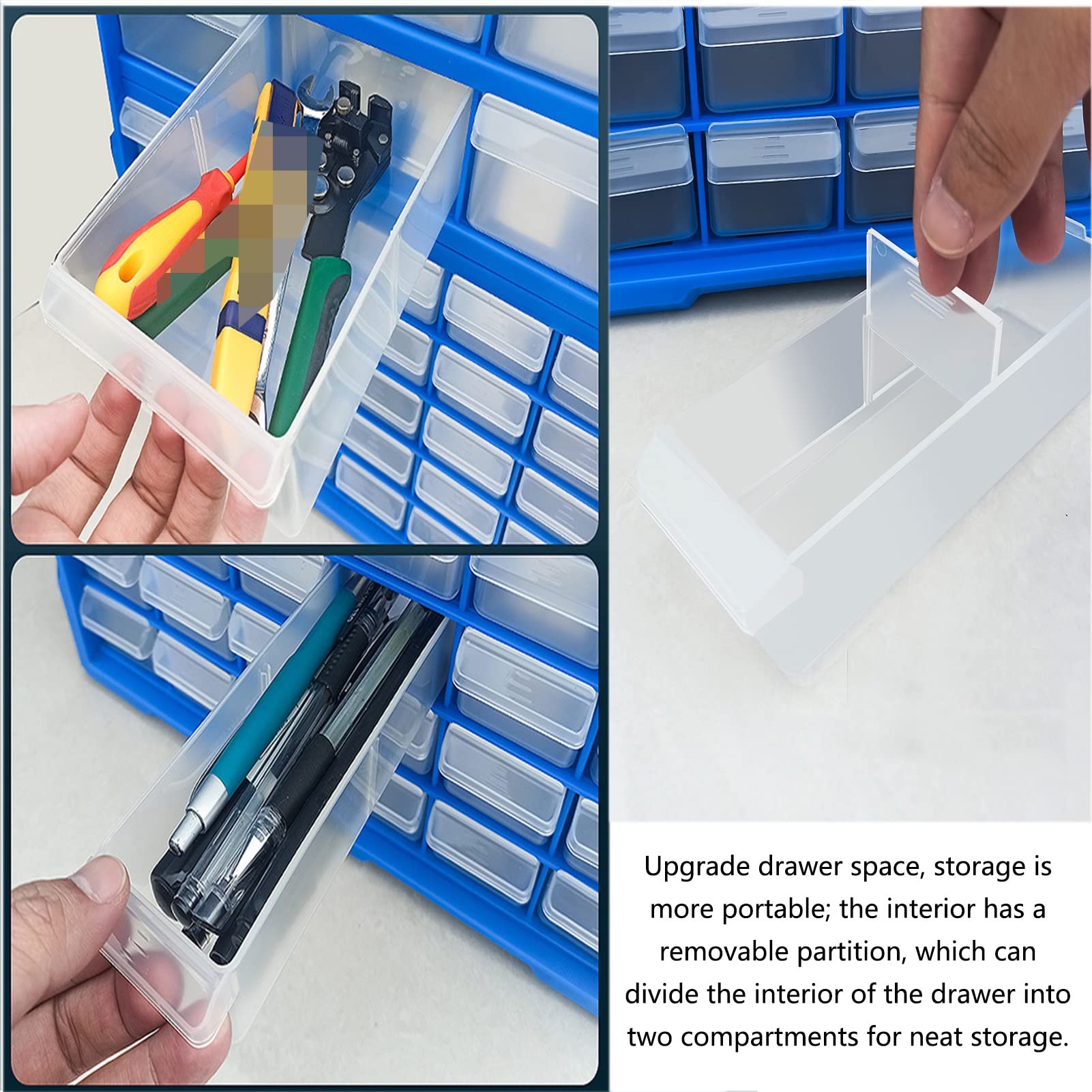 18-Drawer Plastic Storage Cabinet Tool Box - Screws, Nuts, Parts & Hardware Organizer - Wall/Desktop Mount Craft Cabinet (Blue, 38x18x48CM) - Perfect for Garage, Workshop & DIY Projects
