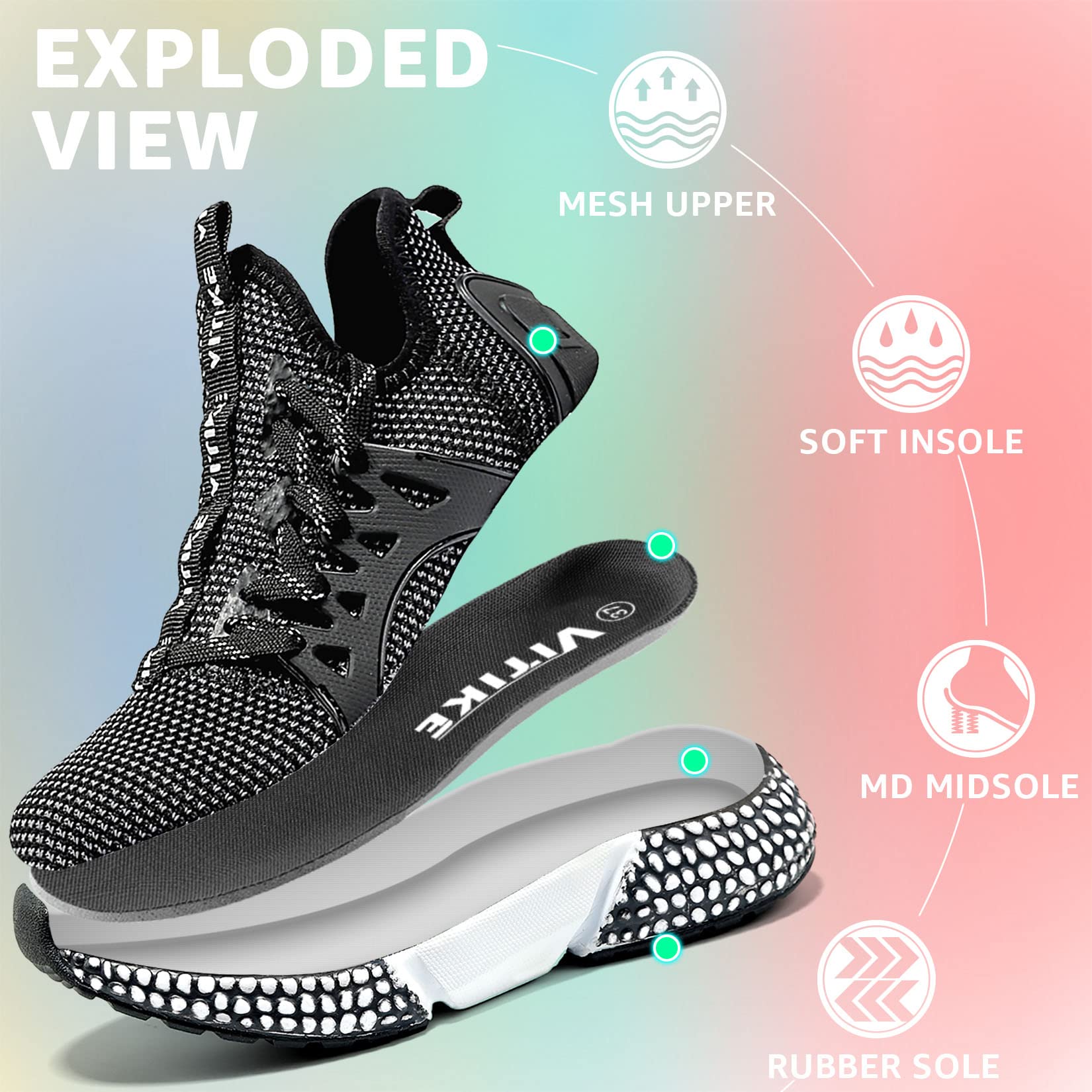 WETIKE Breathable Mesh Slip-On Running Shoes for Men Women - Lightweight Comfortable Sneakers for Jogging, Walking, Gym & Daily Wear