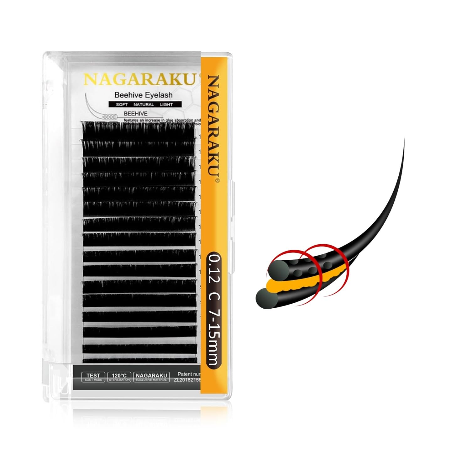 NAGARAKU Professional Laser Beehive Eyelash Extensions Kit - 16 Rows Tray, Matte Black Clusters, 0.12 Thickness, Mix Length 7-15mm for Longer Lasting Volume Lashes | Perfect for Salon, Bridal & Special Occasion Makeup