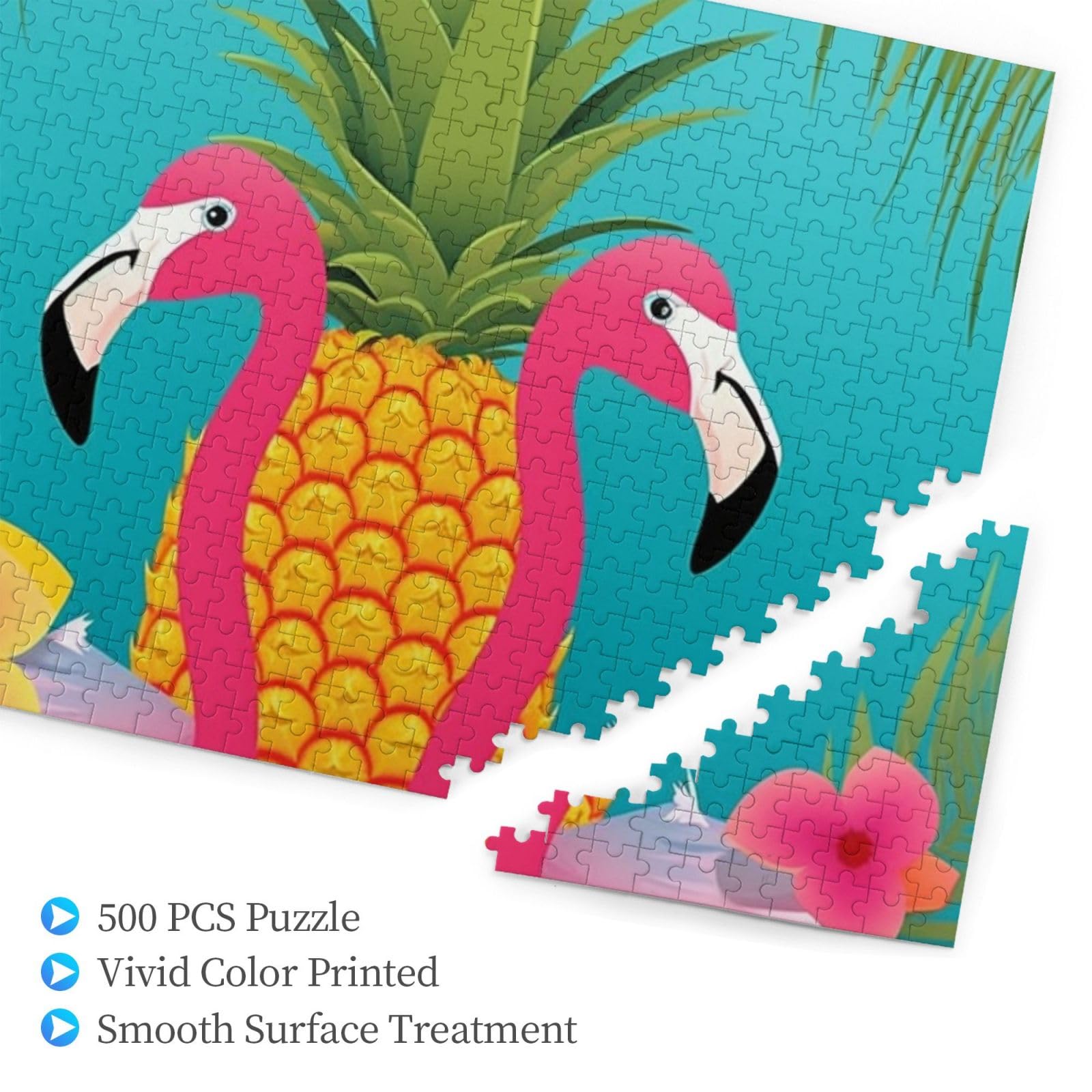 500-Piece Pineapple Flamingo Wooden Jigsaw Puzzle for Adults - Personalized Photo Puzzle with 20.4