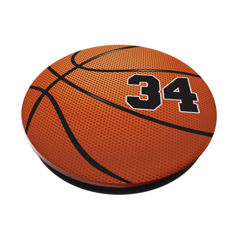 Basketball Fan #34 Jersey No. 34 Basketball Pop Grips - Swappable PopSocket for Phones & Tablets - Perfect for Game Day & Everyday Use