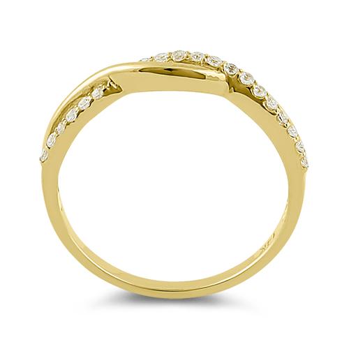 14K Solid Yellow Gold Free Form Cubic Zirconia Ring for Women - Elegant CZ Jewelry Gift for Anniversary, Wedding & Special Occasions