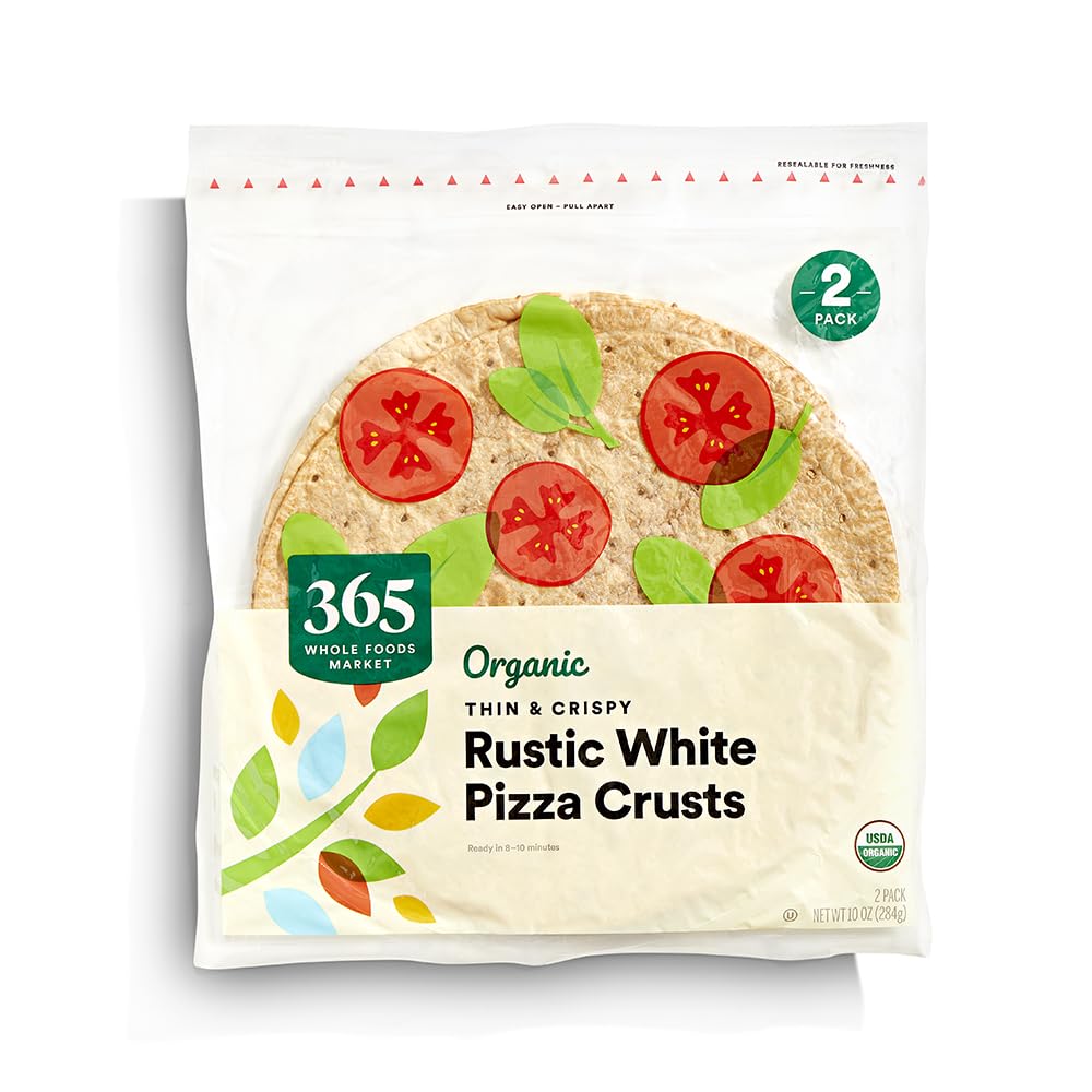 365 by Whole Foods Market Organic Rustic White Thin & Crispy Pizza Dough - 10 oz | Perfect for Homemade Pizzas, Flatbreads & Calzones | Vegan & All-Natural Ingredients