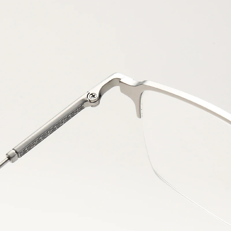 Aror Men's Semi-Rimless Square Titanium Eyeglasses Frame - Lightweight Durable Glasses for Work, Reading & Fashion (Model 10165)