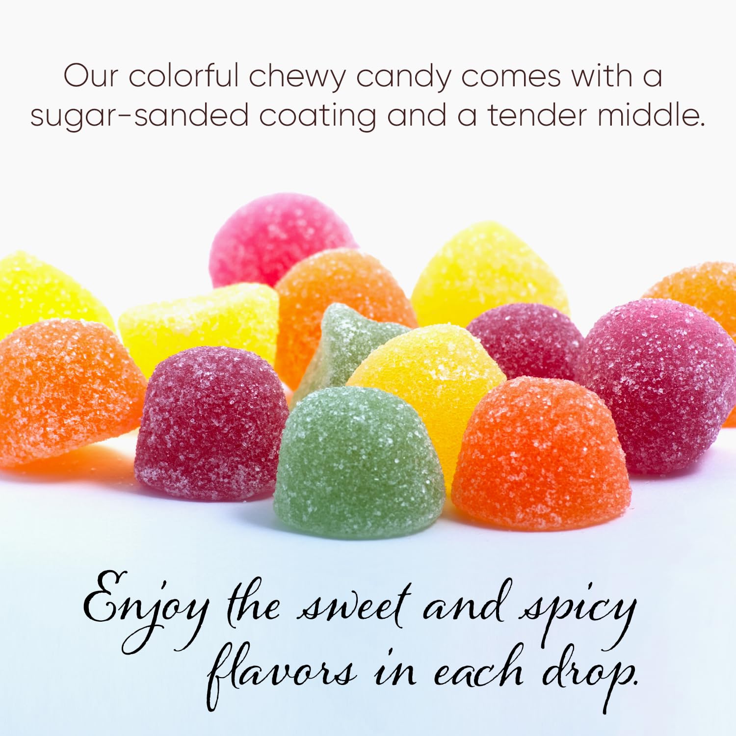 Bulk Spice Candy Gum Drops - 2 Pounds Assorted Fruit Flavored Jelly Candy - Sweet & Spicy Drops for Christmas Tree Decorations, Holiday Parties, Office Snacks & Gift Baskets