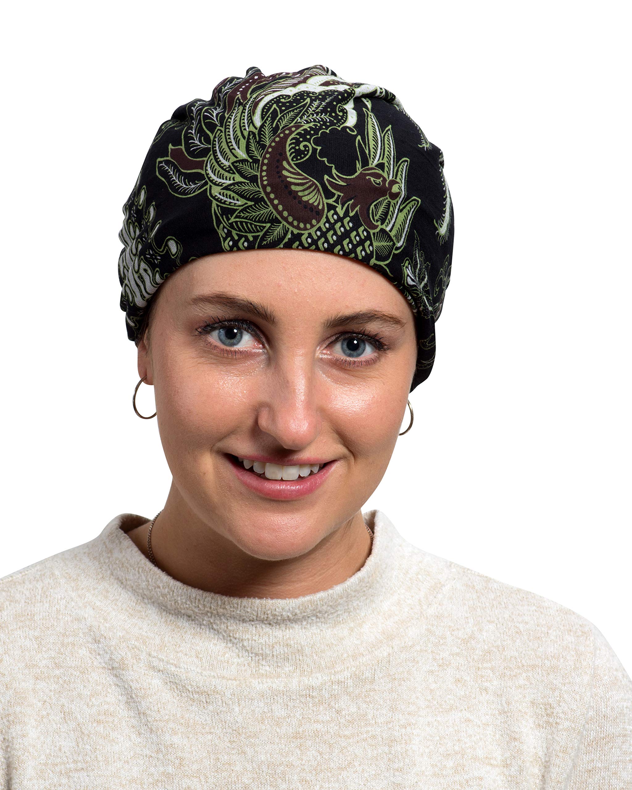 Women's Slouchy Baggy Chemotherapy Beanie - Soft & Comfortable Floral Batik Print Hat for Cancer Patients - Perfect for Cold Weather, Hospital Visits & Everyday Comfort