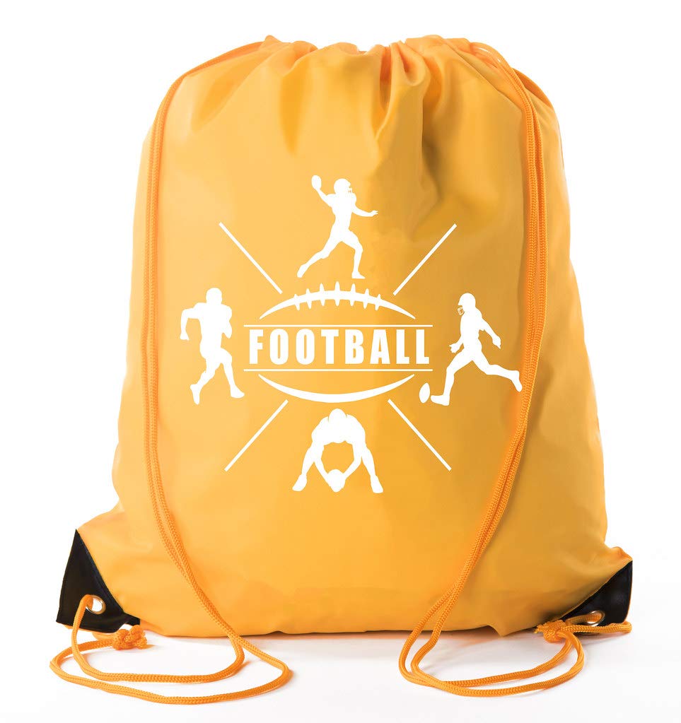 Mato & Hash Football Party Bags | 10-Pack Team Sports Drawstring Backpacks for Football Games, Birthday Parties, School Events & Tailgating - Athletic Gold CA2500FOOTBALL S6 | Perfect for Team Gifts, Fan Giveaways & Sports Celebrations