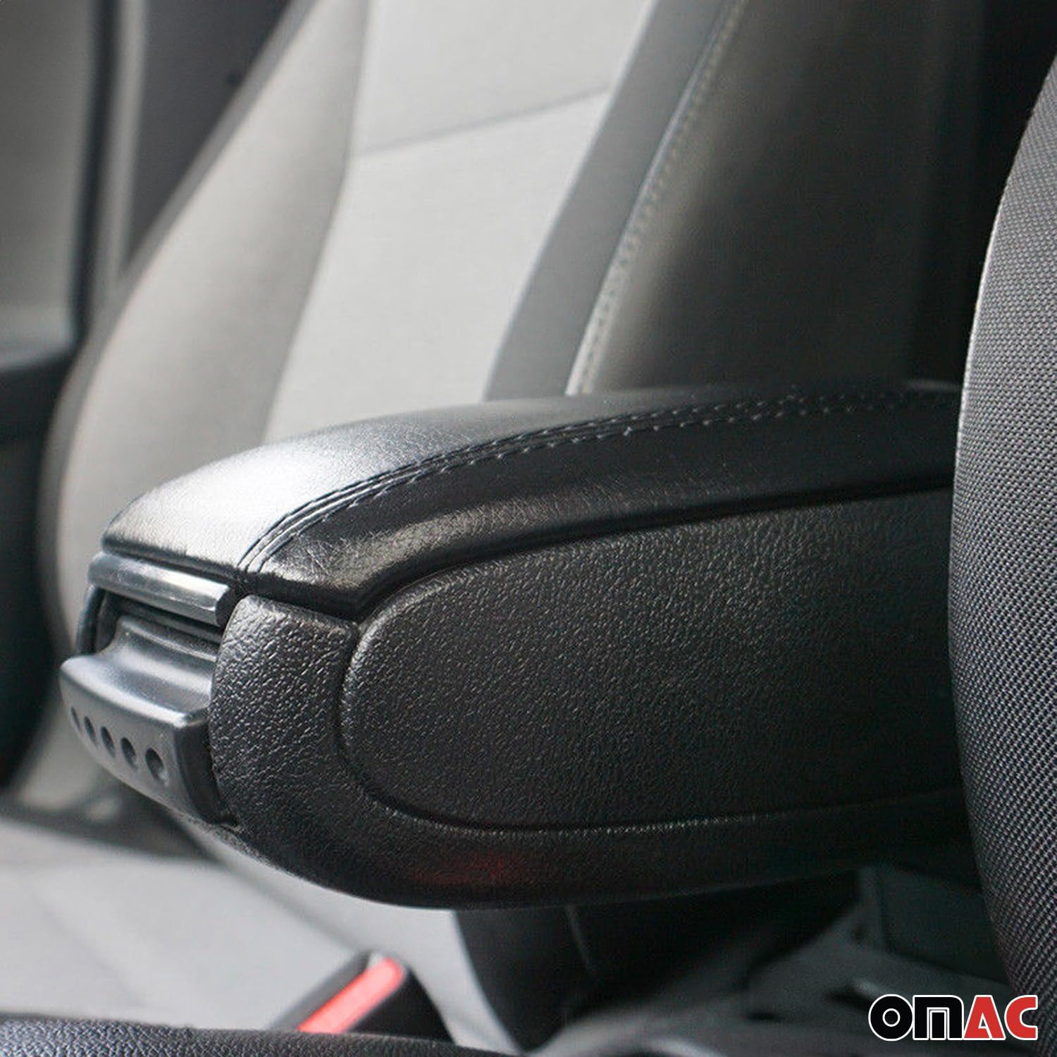OMAC Gray Center Console Armrest Cover for Nissan Juke 2011-2017 - Durable PU Leather Replacement - Perfect for Car Interior Upgrade & Comfort Enhancement