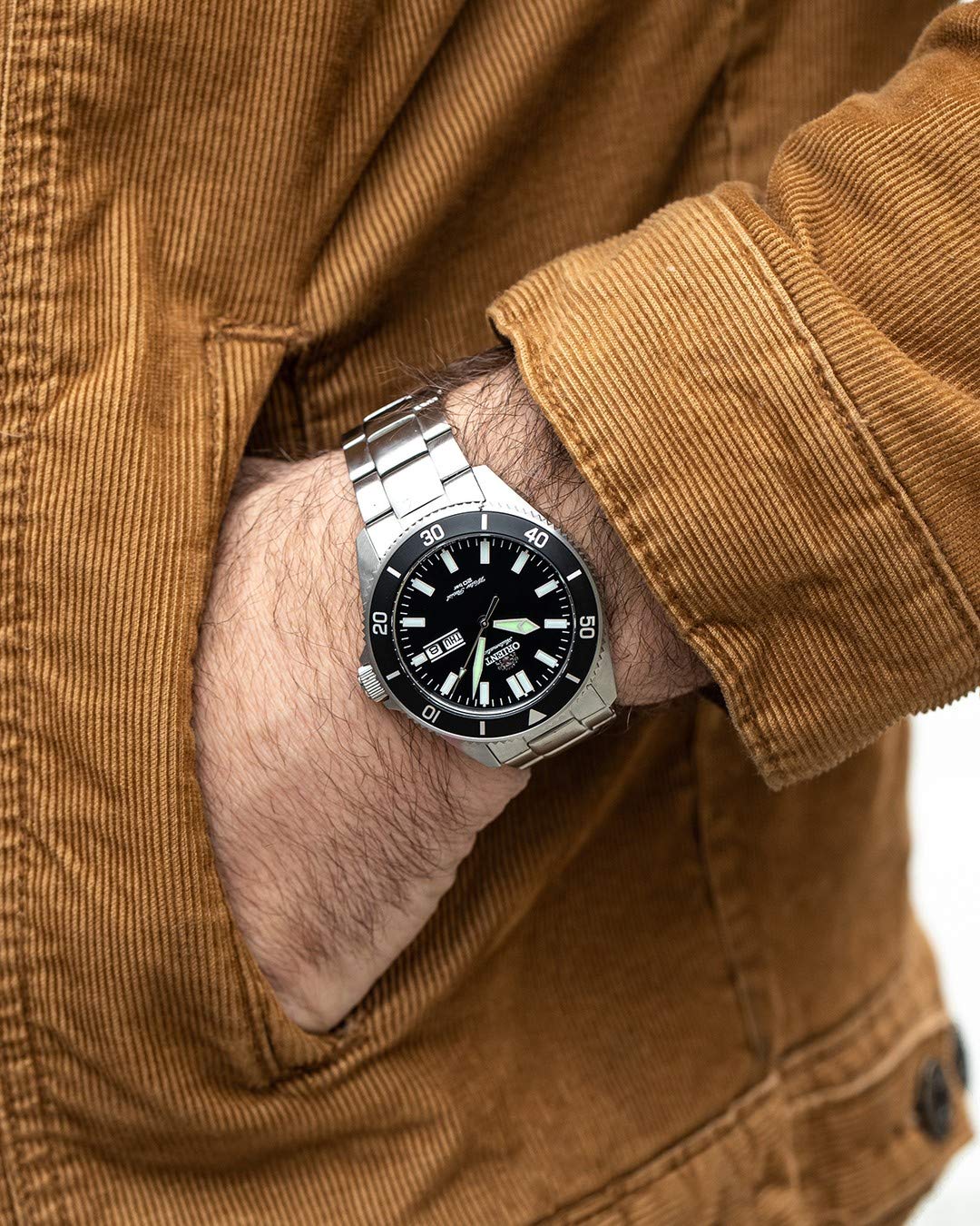 Orient Kanno Japanese Automatic Handwinding Diver Watch for Men - Waterproof Stainless Steel Sport Watch for Diving, Swimming & Outdoor Activities