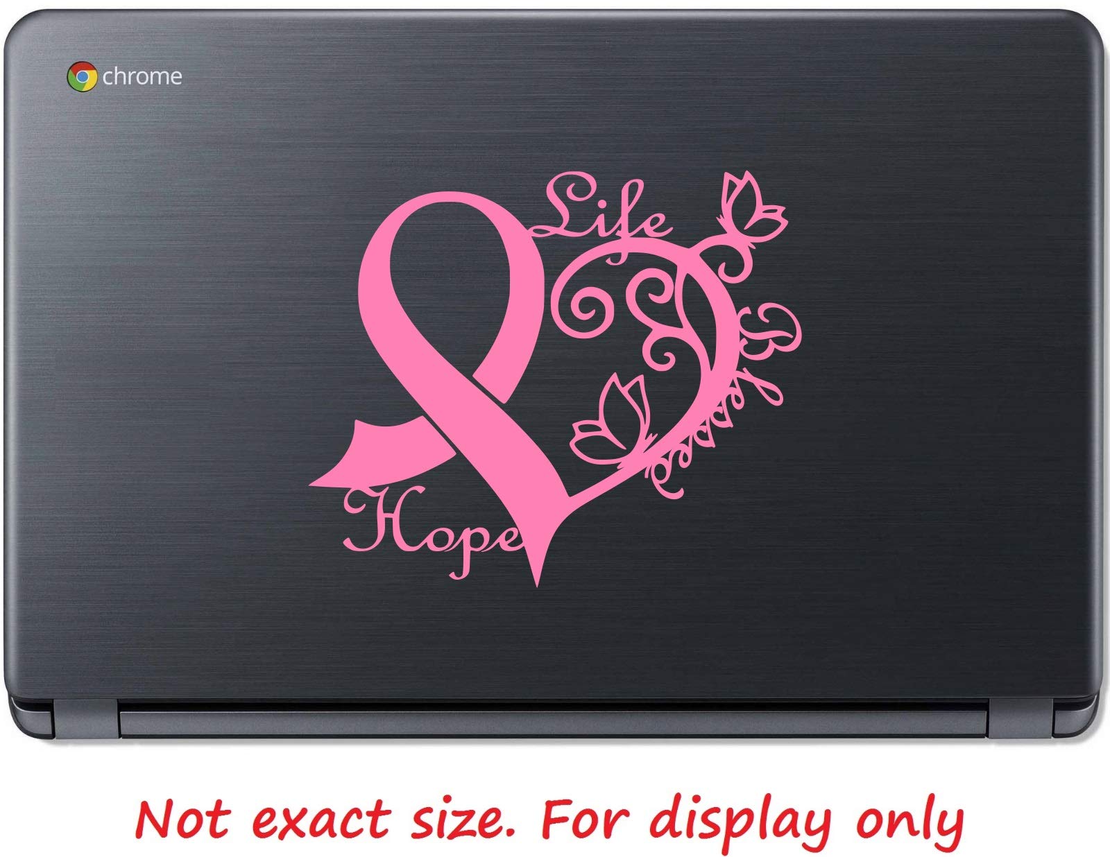 Pink Cancer Awareness Ribbon Heart Butterfly Vine Decal Vinyl Sticker - 6.4 x 5.5 Inch - for Cars, Trucks, SUV, Vans, Walls, Windows & Laptop - Perfect for Breast Cancer Awareness Month, Fundraisers & Showing Support