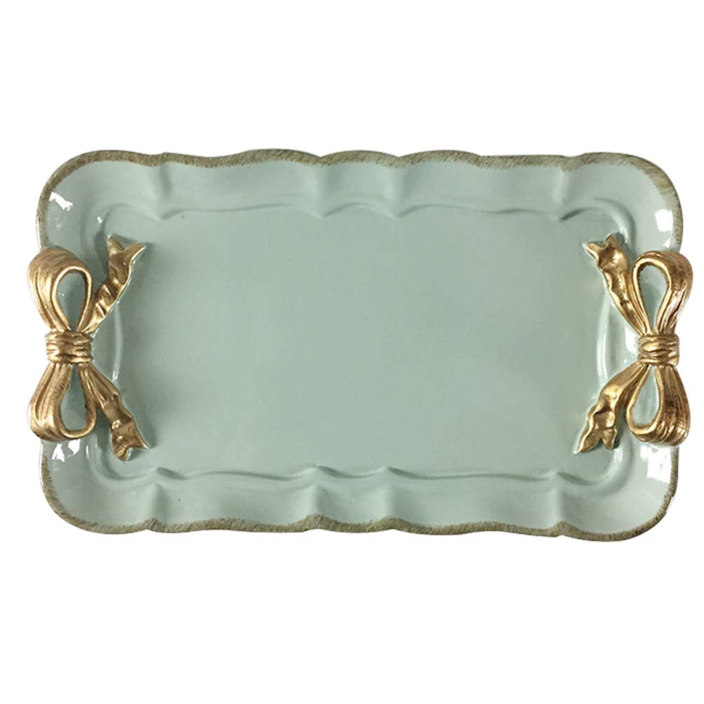 Vintage Butterfly Bowknot Snack Tray - Small Jewelry Dish & Dessert Plate for Cake, Candy, Cafe - Light Green Retro Serving Tray for Parties, Tea Time & Home Decor