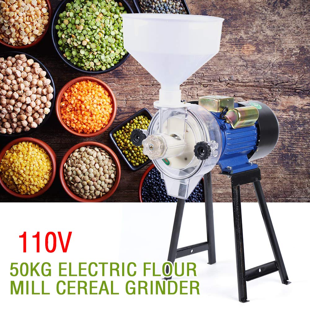 2200W Electric Grain Mill Grinder for Rice, Corn, Wheat & Cereals - 110V Wet/Dry Milling Machine with Funnel - Perfect for Home Baking, Animal Feed & Commercial Use