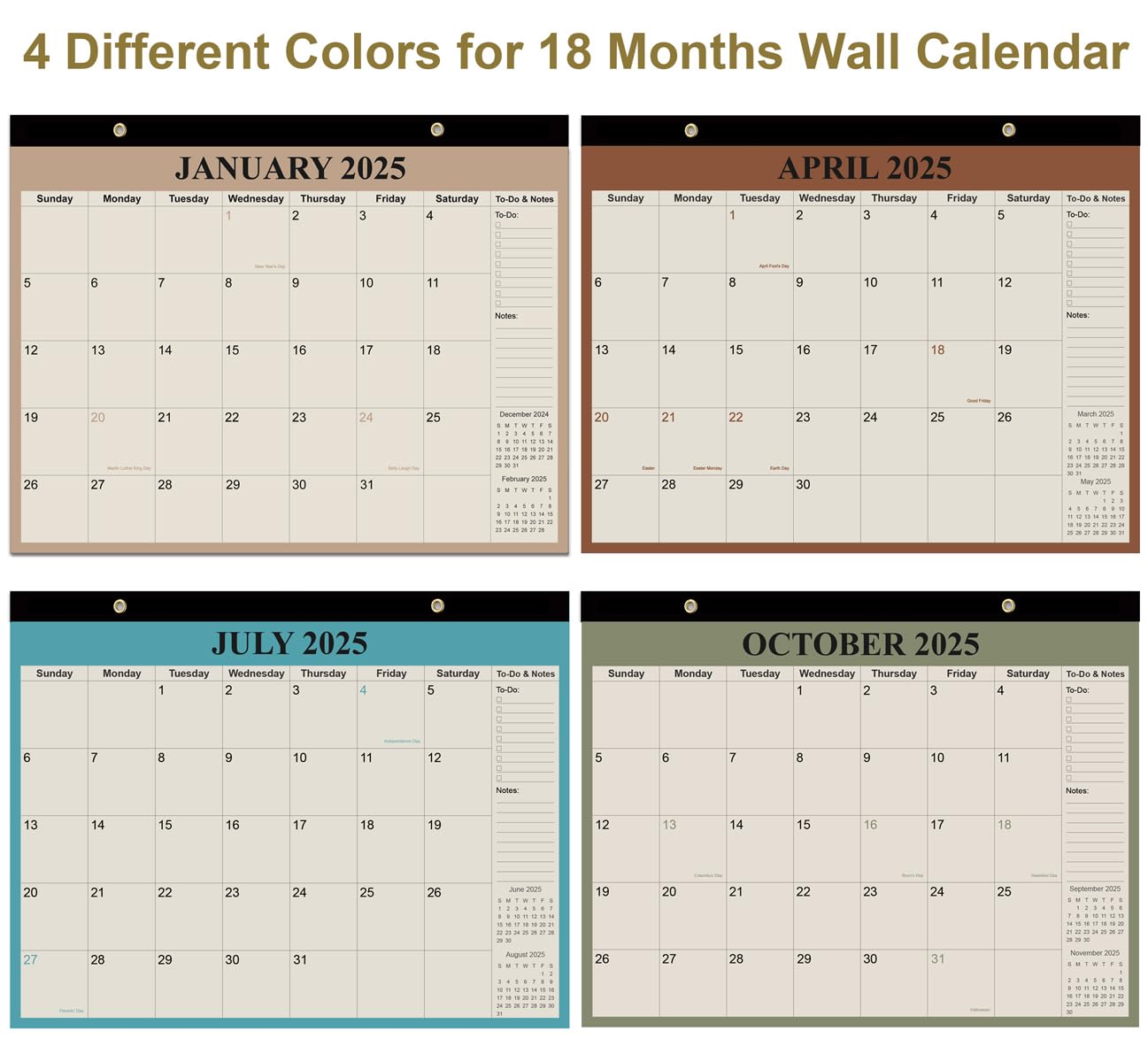2025-2026 Desk Calendar - 15 Month Planner from April 2025 to June 2026 | Thick Paper Office & Home Organizer | 14