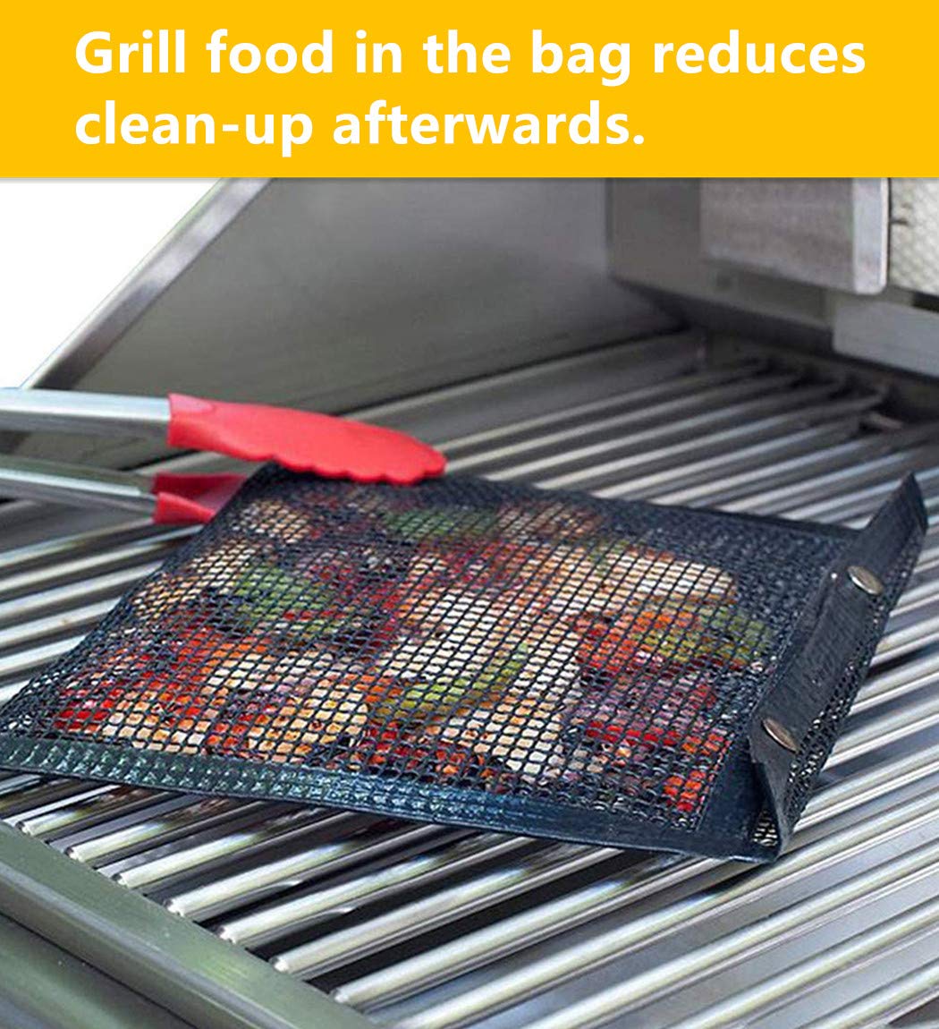 Reusable Non-Stick BBQ Mesh Grill Bags - 4 Pack with 2 Sizes (15.7