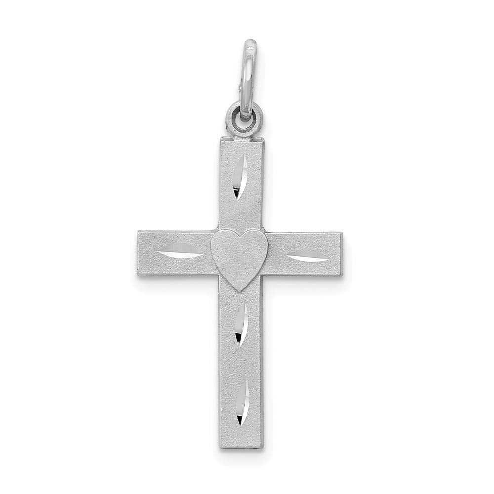 14K White Gold Diamond-Cut Latin Cross Charm Pendant - Elegant Religious Jewelry for Women & Men - Perfect for Gifts, Baptism, First Communion & Everyday Wear