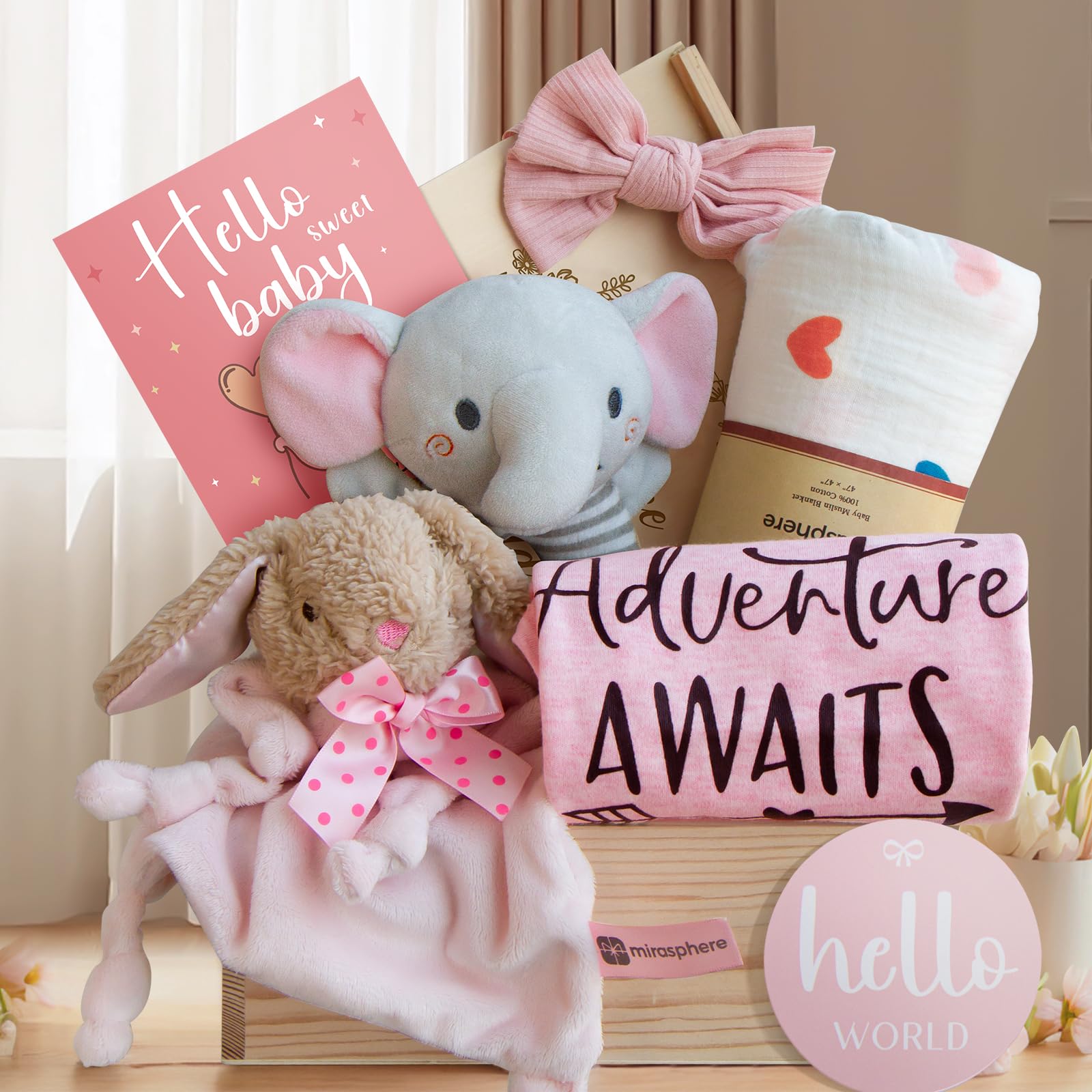 Baby Shower Gifts for Girls - Newborn Baby Girl Gift Basket with Essential Items - Perfect Gender Reveal & Welcome Gift for Baby Girls - Ideal for Showers, Birthdays & Celebrations