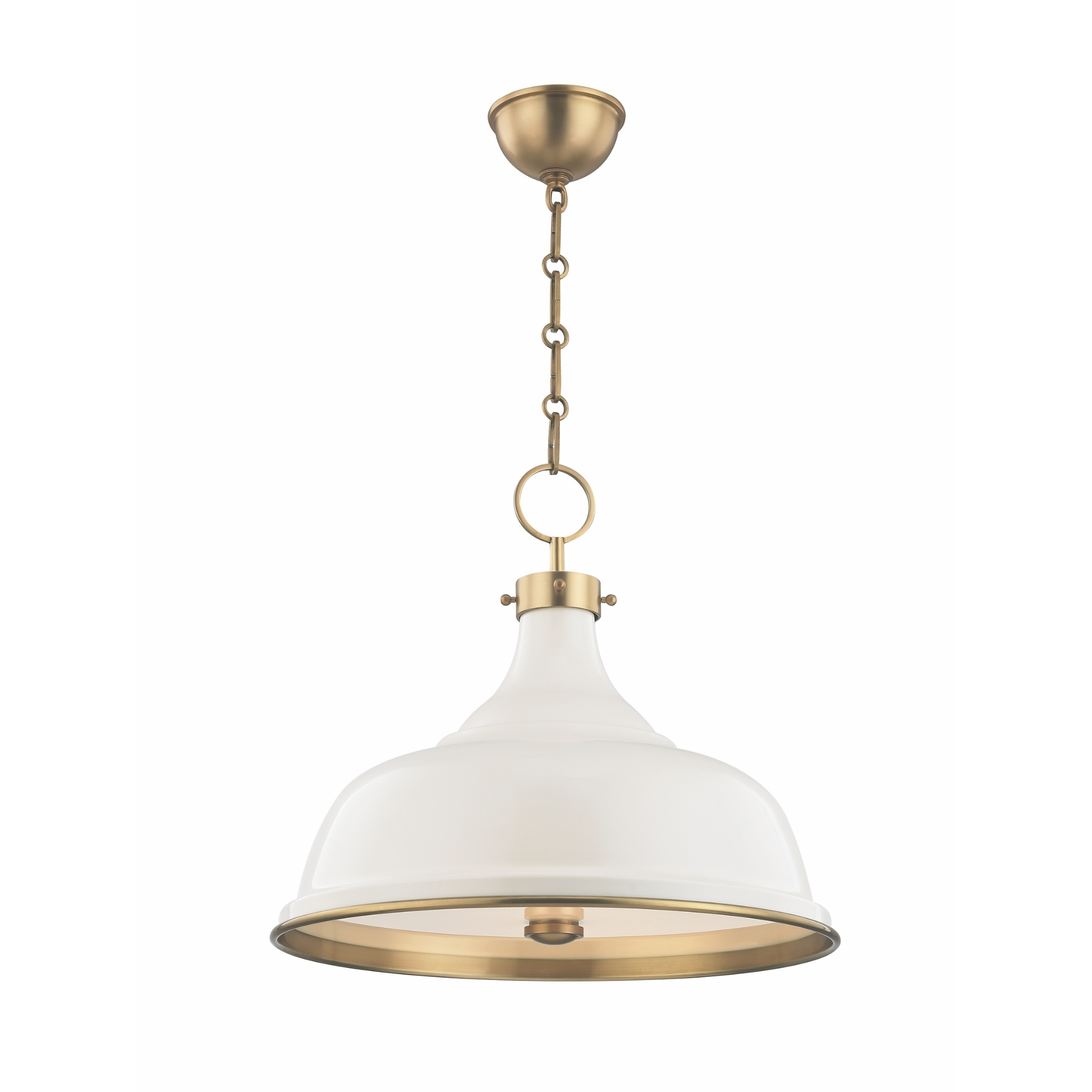 Vintage Brass & Off-White Pendant Light No.1 - Industrial Farmhouse Ceiling Fixture for Kitchen Island, Dining Room, or Entryway Lighting