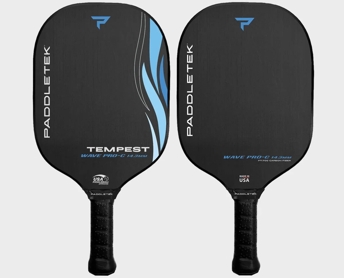 Paddletek Tempest Wave Pro C 14.3 Pickleball Paddle - Premium Carbon Fiber Paddle for Competitive Play & Tournament Use - Perfect for Outdoor & Indoor Pickleball Games