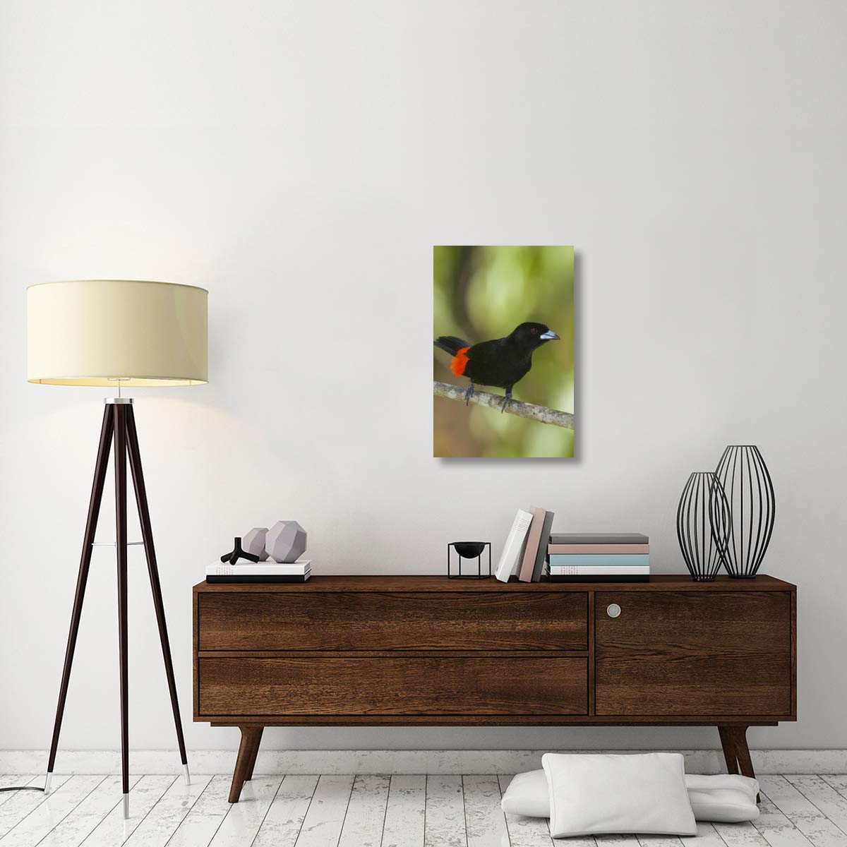 Scarlet-rumped Tanager Male Canvas Art Print - 20x30 Inch Costa Rica Wildlife Wall Decor - Perfect for Living Room, Bedroom or Office
