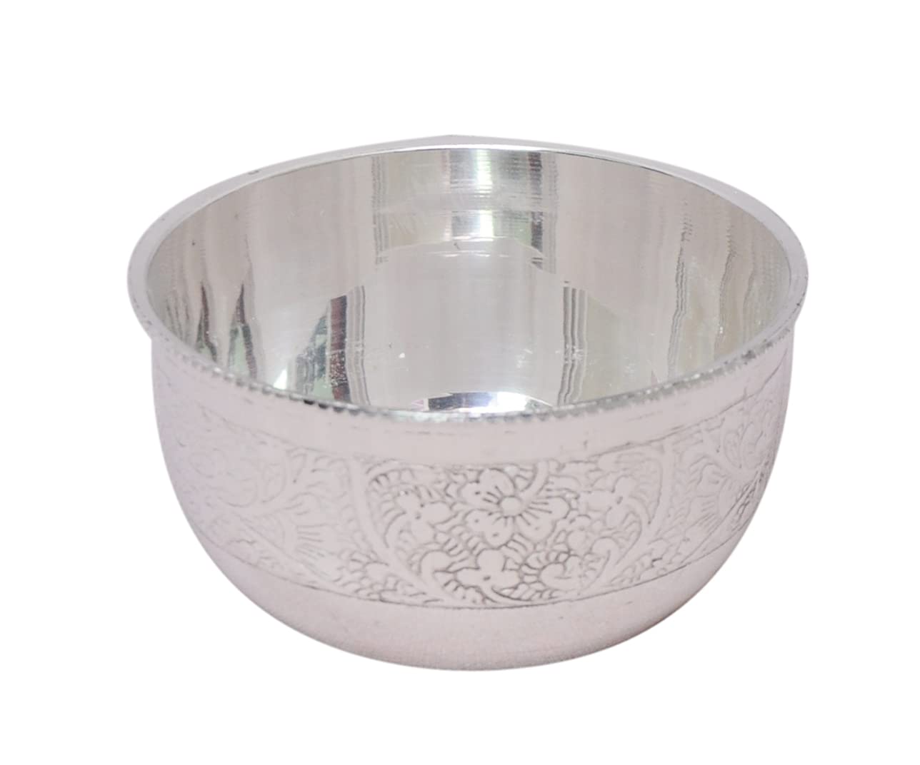 Pure Brass Round Metal Mixing Bowl for Salad, Candy & Kitchen Serving - Decorative Silver-Colored Medium Size Bowl - Perfect for Parties, Dining & Home Decor