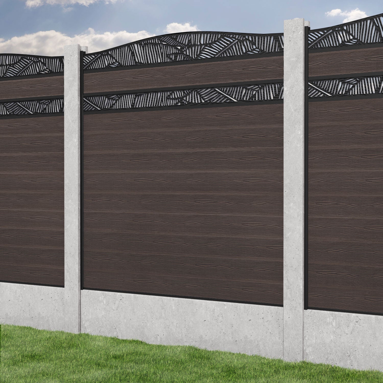 Classic Feather Curved Top Split Screen Fence Panel - Mid Brown - Fits Existing Concrete Posts - Perfect for Privacy Fencing, Garden Borders & Backyard Decoration