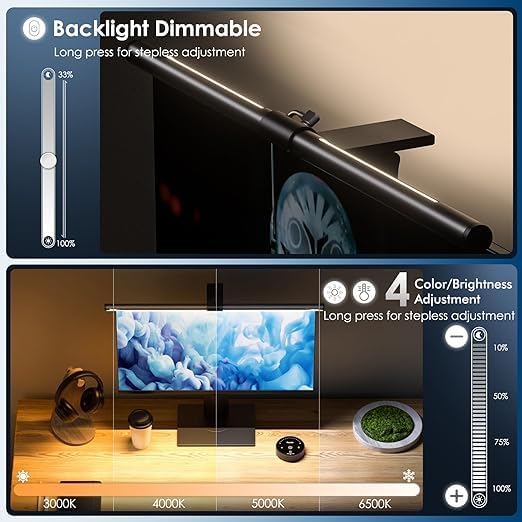 Quntis 40cm Curved Monitor Light Bar with Remote - Dimmable LED Desk Lamp for PC, Office & Home Use