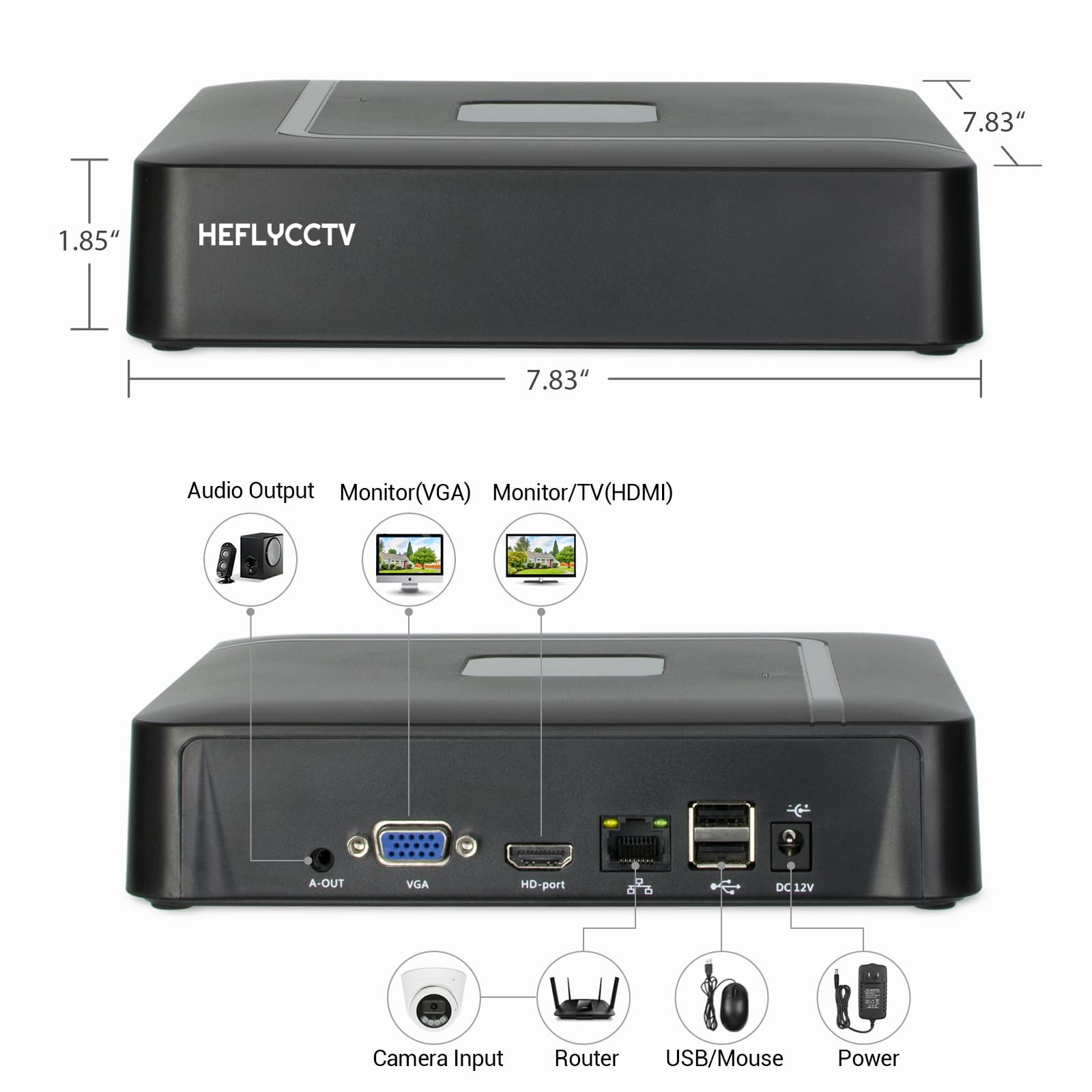4K 10-Channel NVR Security System - Supports 10x 8MP/4K IP Cameras, 1080p/3MP/4MP/5MP/8MP Resolution, 8TB HDD Capacity - Ideal for Home & Business Surveillance (No WiFi)