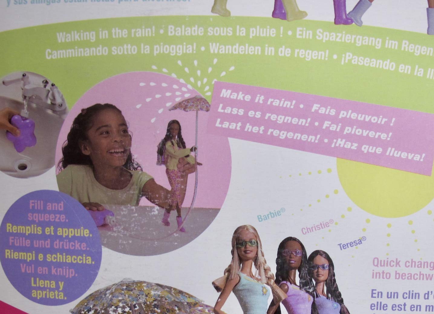 Barbie Christie Rain or Sun Doll with Umbrella, Backpack, Beach Chair & Accessories (2000) - Perfect for Beach Trips, Poolside Play & Outdoor Adventures
