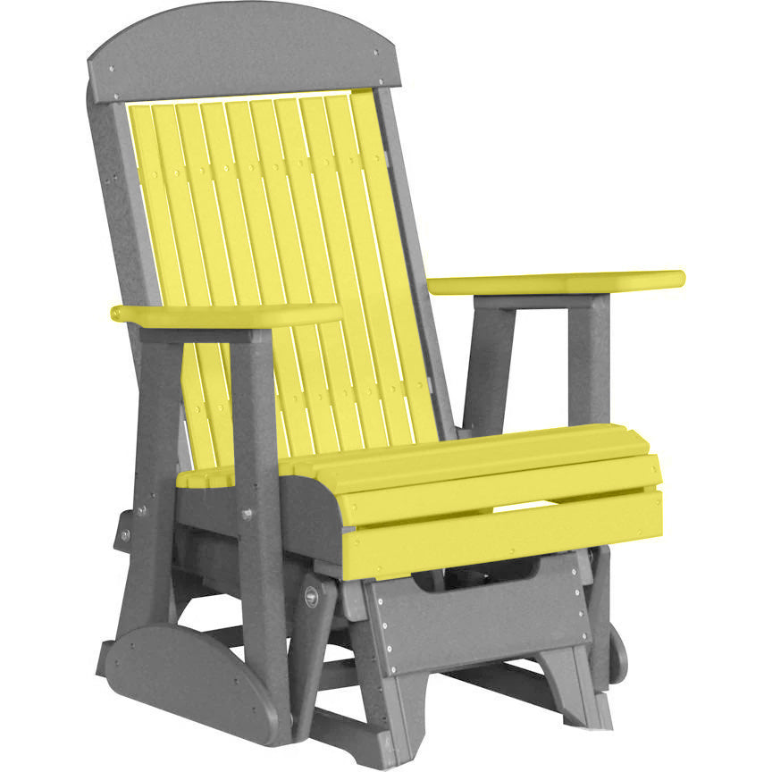 LuxCraft 2FT Yellow Highback Recycled Plastic Glider Chair - Classic Outdoor Rocking Chair for Patio, Garden & Nursery Relaxation