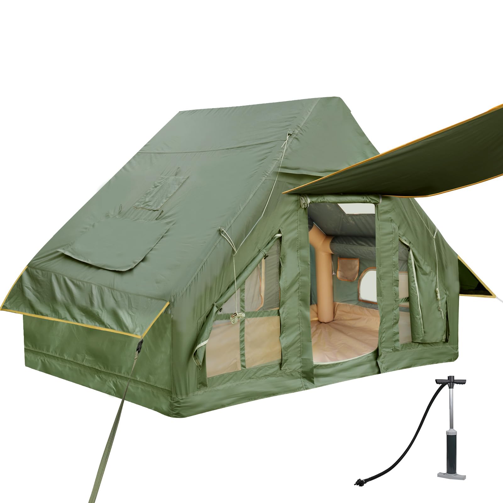 **Inflatable Camping Tent with Pump & Stove Jack – 4-6 Person Waterproof Air Tent for Outdoor Adventures – Easy Setup for Family Camping, Hiking & Backpacking**