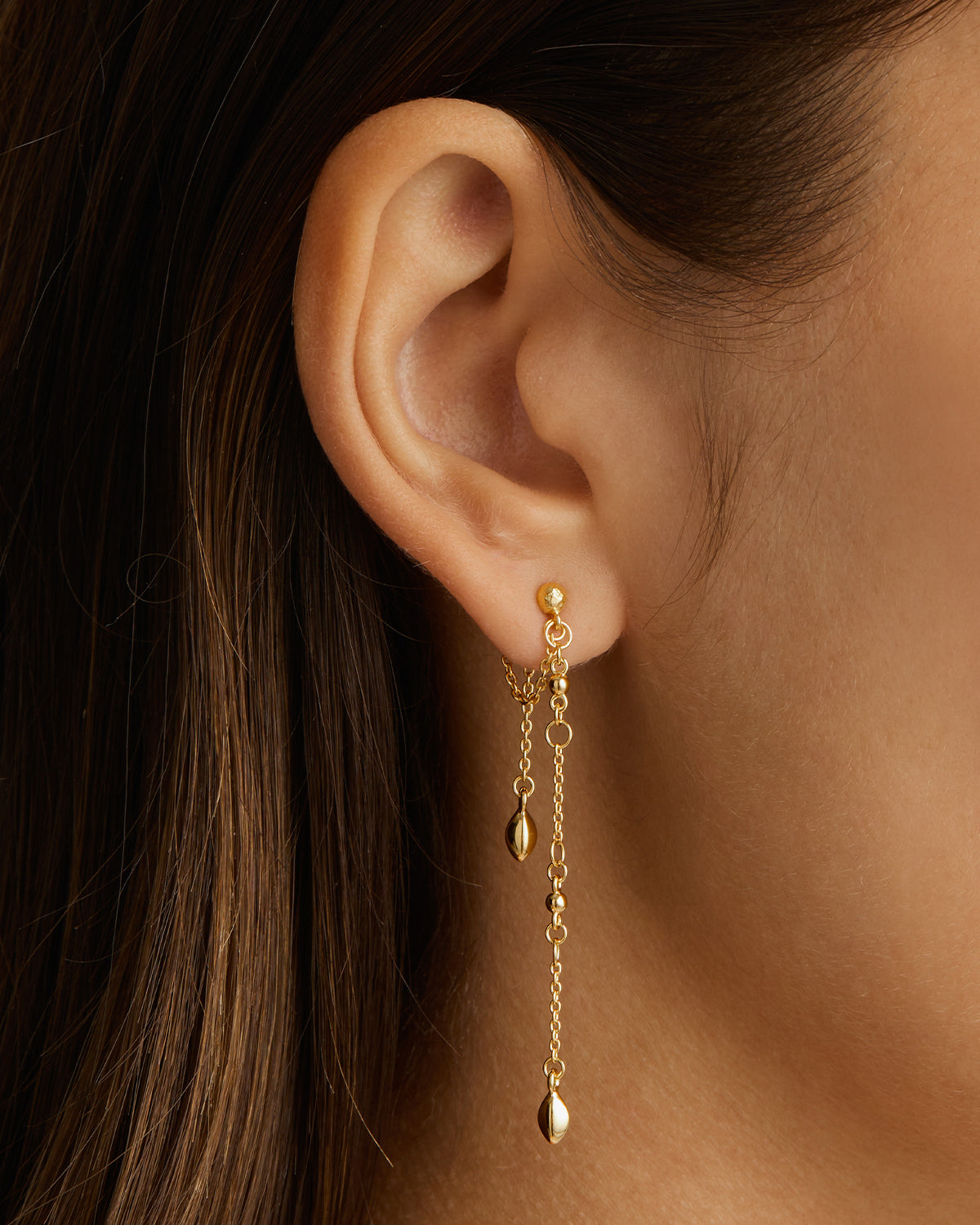 18K Gold Vermeil Luck and Love Chain Earrings for Women - Dainty Elegant Jewelry Gift for Valentine's Day, Anniversary & Special Occasions