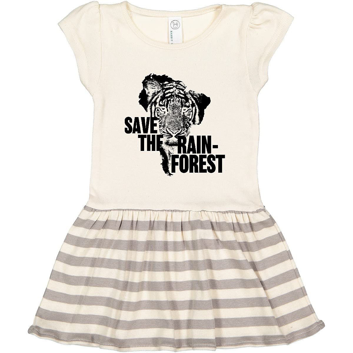 Inktastic Save The Rainforest Tiger with South America Silhouette Toddler Dress - Cute Animal Print Baby Girl Outfit for Playdates, Daycare & Nature-Themed Birthday Parties