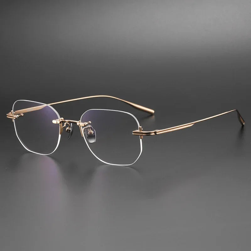 Aror Unisex Rimless Irregular Square Titanium Eyeglasses 10132 - Lightweight & Durable Frame for Reading, Work & Fashion | Trendy Square Glasses for Men & Women
