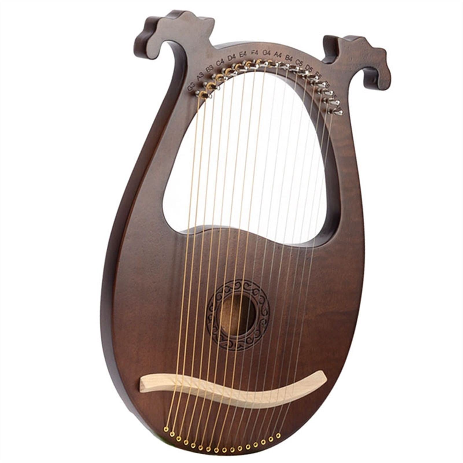 16 String Mahogany Lyre Harp - Professional Wooden String Instrument with Tuning Wrench & Extra Strings | Perfect for Beginners, Music Therapy, Medieval Performances & Home Decor