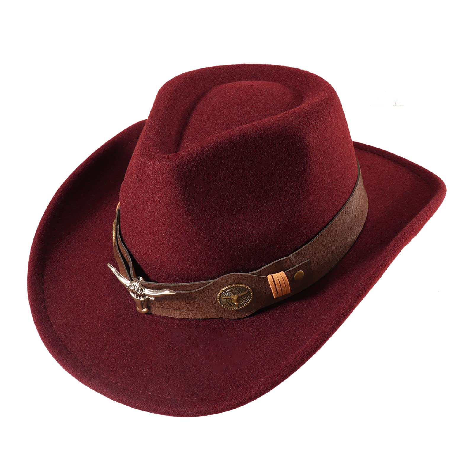 Geebuzz Classic Western Cowboy Hat for Men & Women - Wide Brim Pinch Front Cowboy Hat with Adjustable Belt - Perfect for Rodeo, Country Music Festivals & Outdoor Adventures