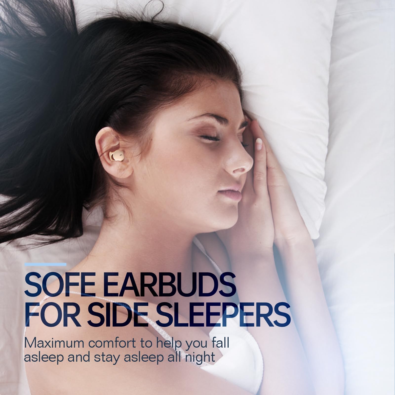 Wireless Sleep Headphones for Side Sleepers - Bluetooth 5.3 Invisible Earbuds with Noise Blocking Technology, Comfortable Mini Sleepbuds for Sleeping, Working & Travel (Beige) - Perfect for Nighttime Relaxation and Office Focus