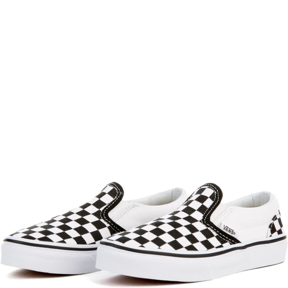 Vans Kids Unisex Classic Slip-On Checkerboard Sneakers - Black & White Casual Shoes for Boys & Girls - Size 2.5 Little Kid - Perfect for School, Playdates & Everyday Wear