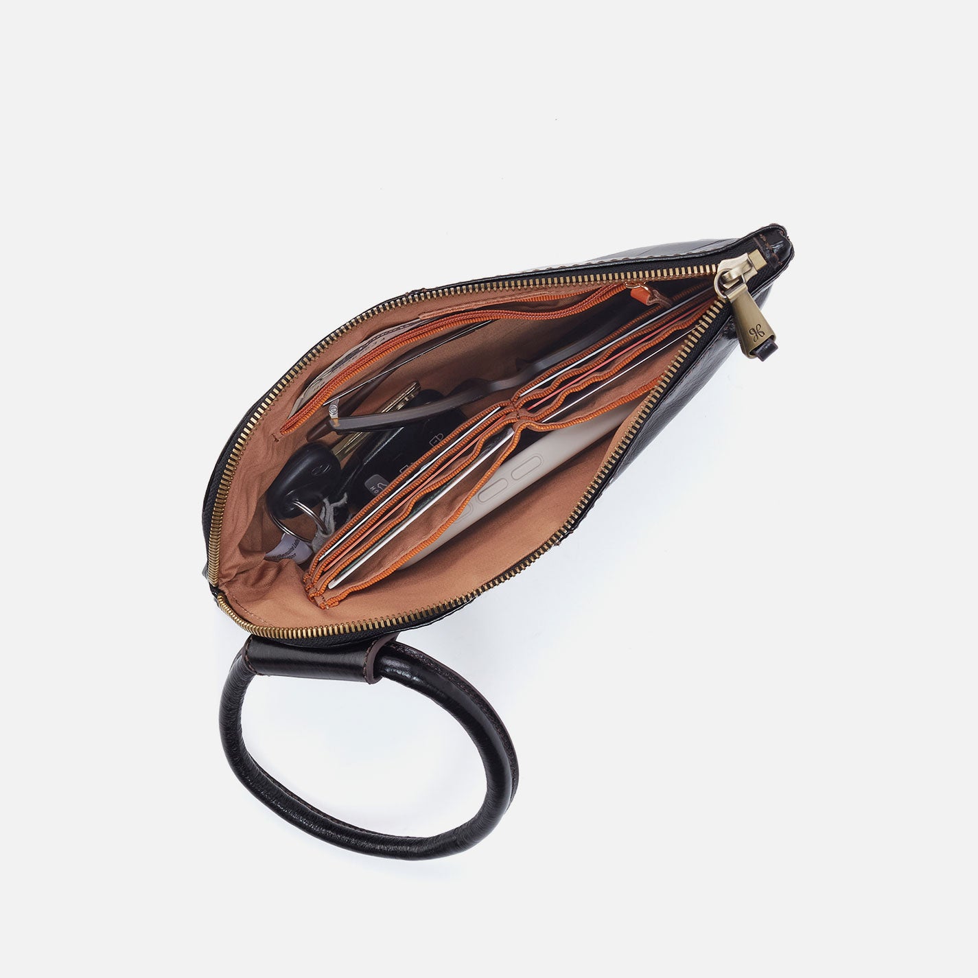Polished Leather Sable Wristlet in Sun Glow - Elegant Women's Clutch for Parties, Weddings & Evening Events