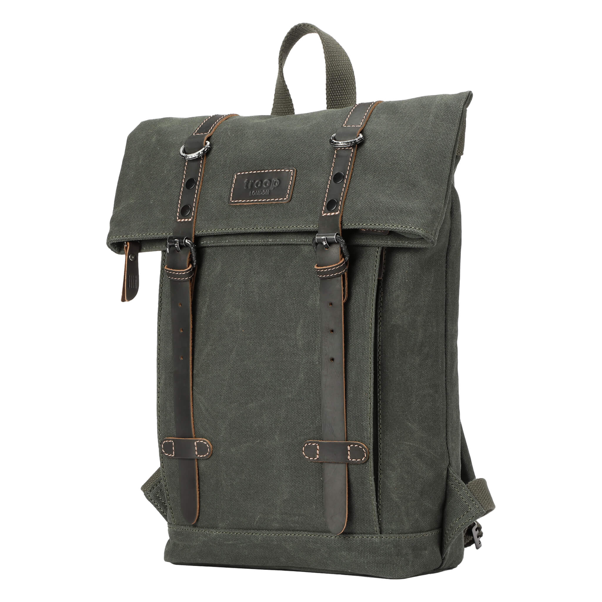 Troop London Heritage Small Canvas Backpack - Vintage Style Lightweight Daypack for Men & Women - Perfect for Travel, Hiking, School and Everyday Use
