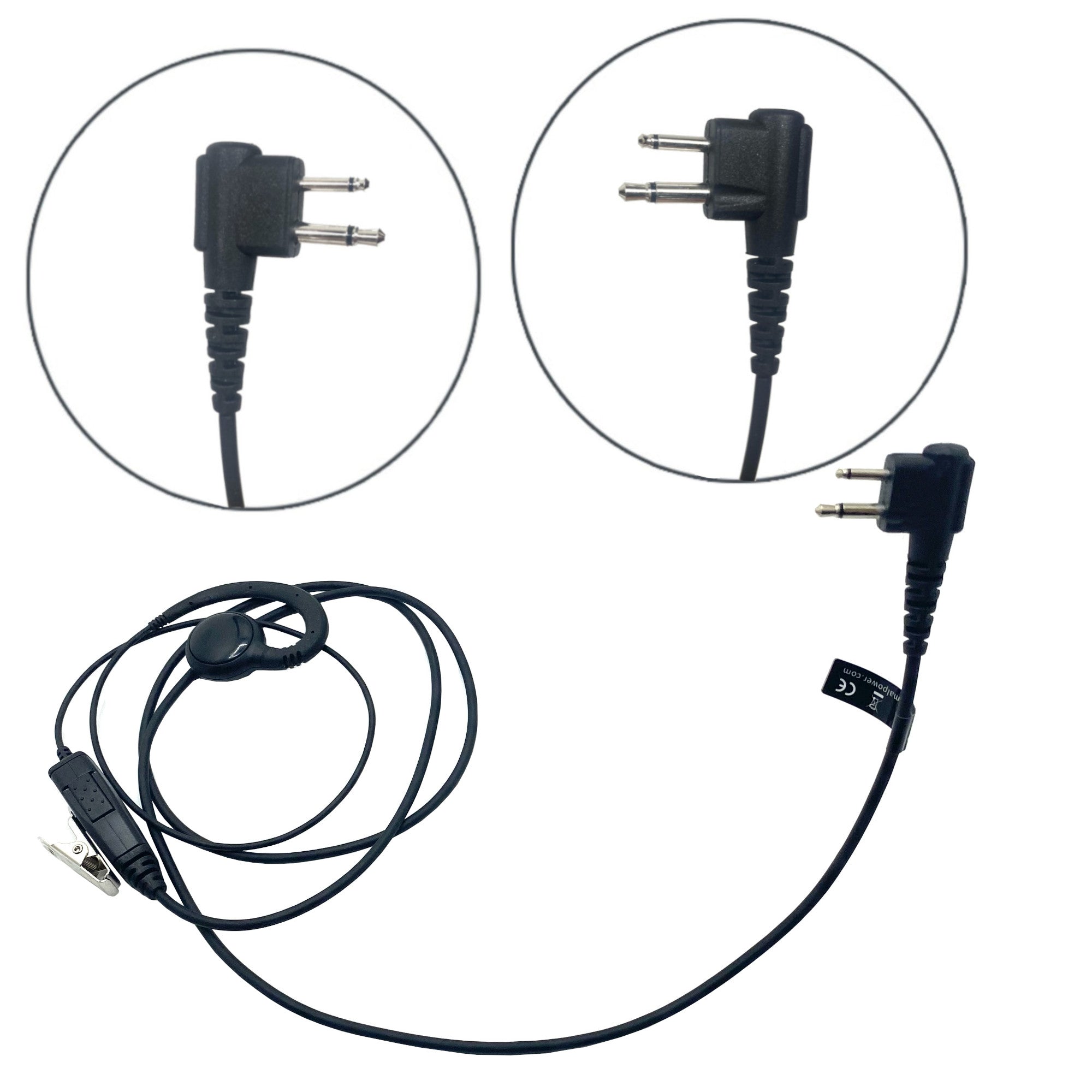 Motorola Two-Way Radio Headset - C-Shaped Swivel Earpiece with PTT Button Mic for CP200, CP110, CP185, CLS1110, CLS1410, EP450, RDM2070D Walkie Talkies | Ideal for Security, Construction & Event Communication
