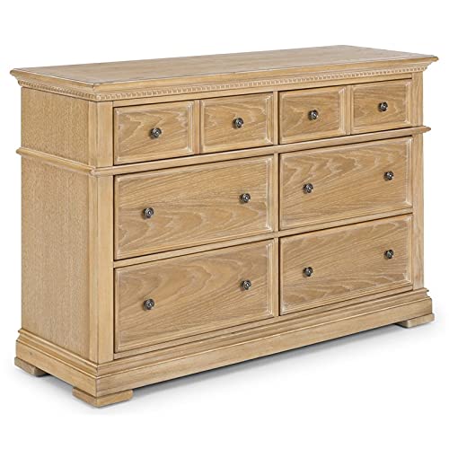BOWERY HILL 6-Drawer Wooden Double Dresser in Aged Waxed White Oak - Solid Wood Bedroom Furniture for Master Bedroom, Guest Room & Nursery Storage