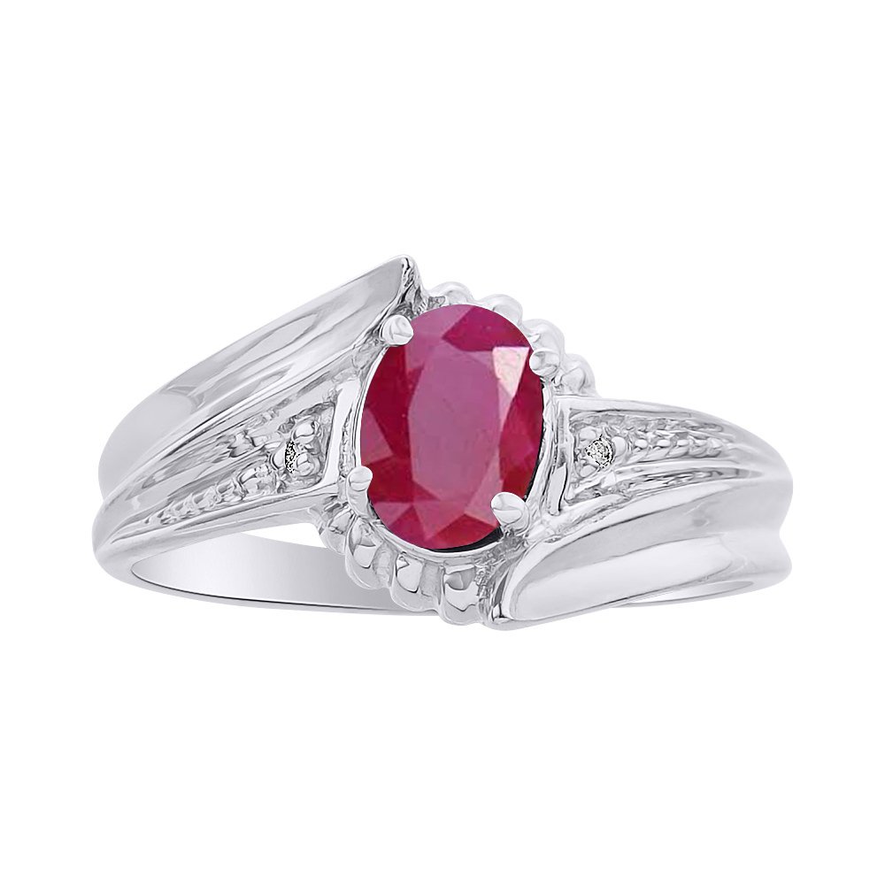 Elegant Diamond & Ruby Ring Set in Sterling Silver - Colorful Birthstone Jewelry for Women | Perfect Gift for Anniversary, Birthday & Special Occasions