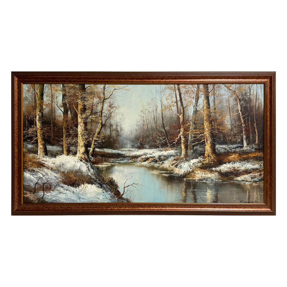 Hand Painted River Landscape Canvas Art Print - Signed by Artist | Perfect for Living Room, Bedroom & Office Wall Decor