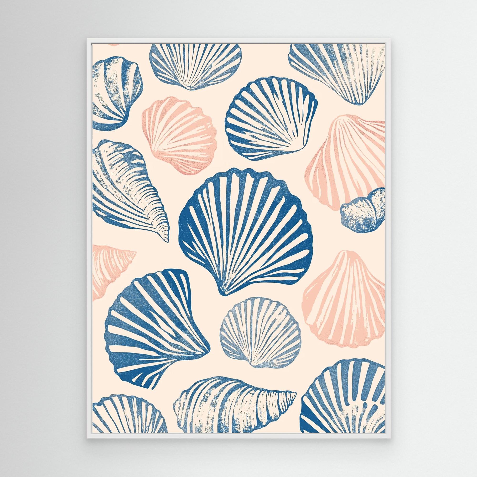 Seashell Pattern Canvas Print by Melloi Art Prints - Coastal Decor for Beach House, Living Room & Office Wall Art
