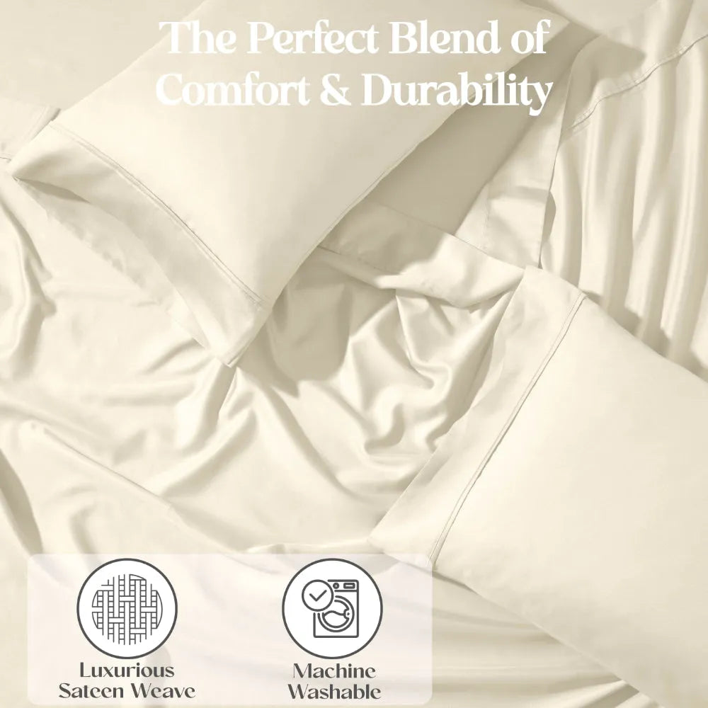 Premium 1200 Thread Count Cotton Blend 2-Piece Solid Pillowcase Set - Ultra Soft & Breathable Bedding for Side Sleepers & Hot Sleepers - Perfect for Master Bedroom, Guest Room & Luxury Hotels