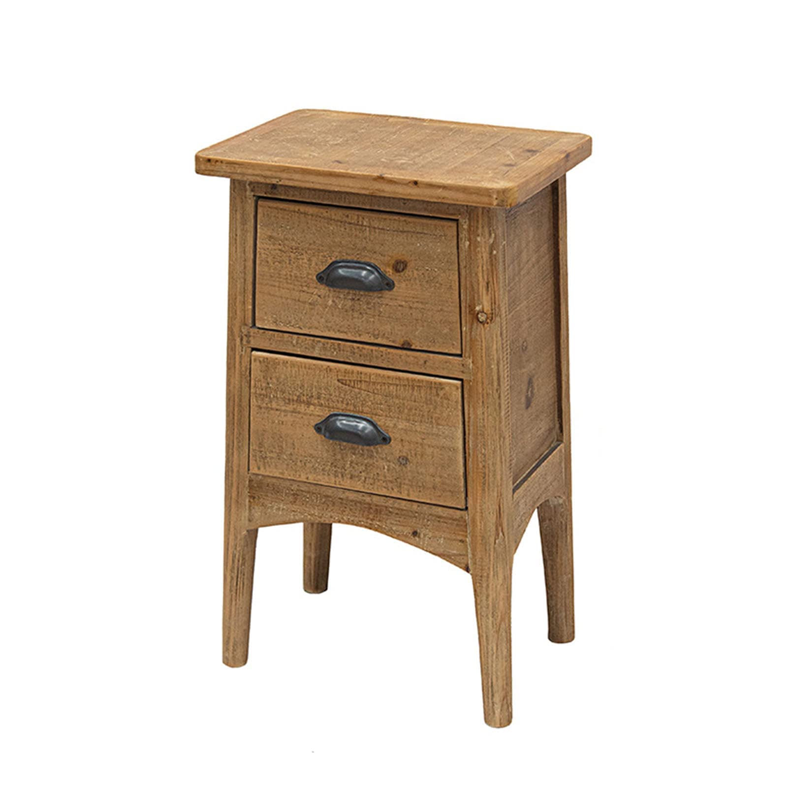 Vintage Wooden Nightstand with 2 Drawers - Rustic Bedside Table, Narrow End Table with Storage for Bedroom, Office & Living Room - Perfect as Bedside Storage, Living Room Accent Table or Home Office Organizer